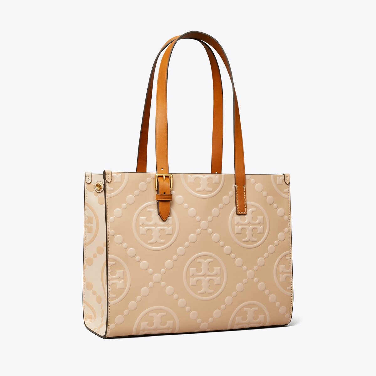 Kleine kontrastierend geprägte Tote Bag mit T Monogramm Damen Taschen