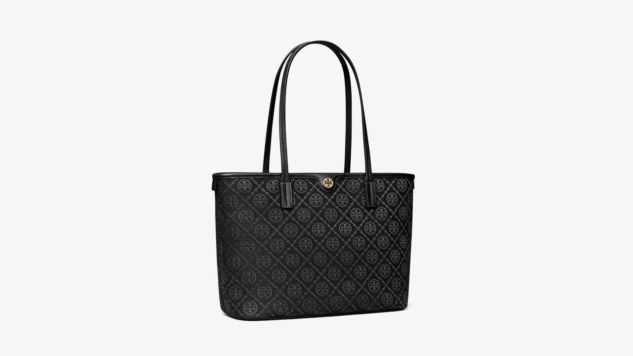 Kleine Tote Bag Mit T Monogramm Und Rei Verschluss Damen Taschen