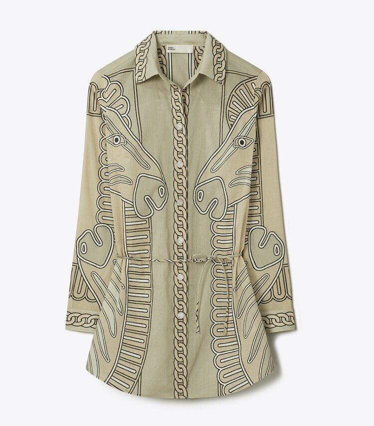 Printed Brigitte Cotton Tunic Women S Swim Coverups Tory Burch Uk