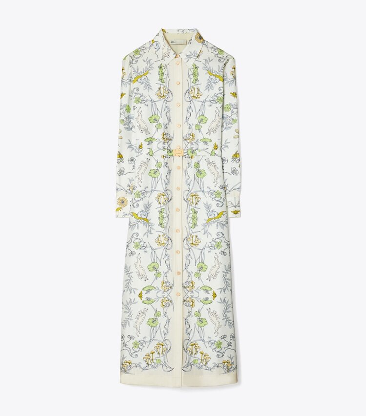 Printed Silk Twill Shirtdress Women S Designer Dresses Tory Burch