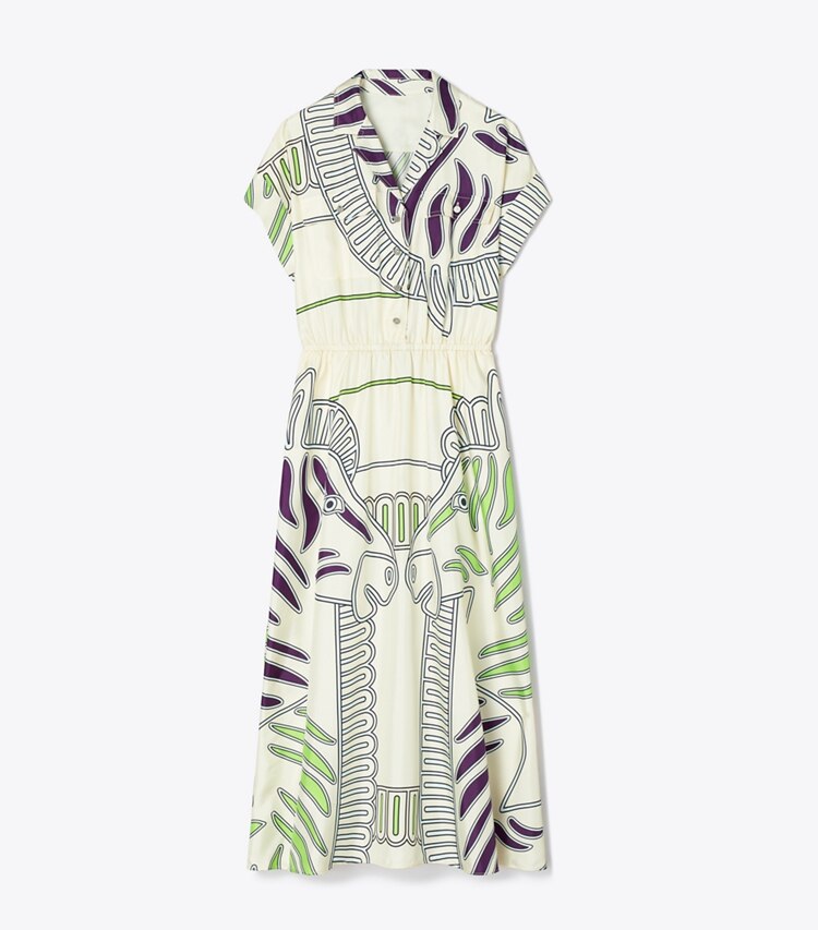 Printed Silk Twill Shirtdress Women S Designer Dresses Tory Burch