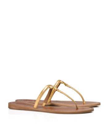 tory burch gold logo sandals