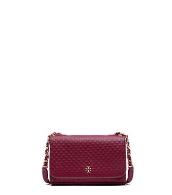 Red Agate Tory Burch Marion Embossed Shrunken Shoulder Bag 