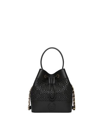 Black Tory Burch Marion Quilted Mini Bucket Bag 