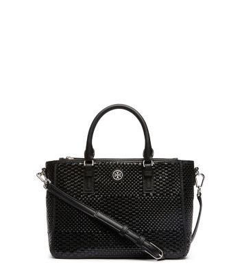 Black/black Tory Burch Robinson Woven Small Multi Tote 