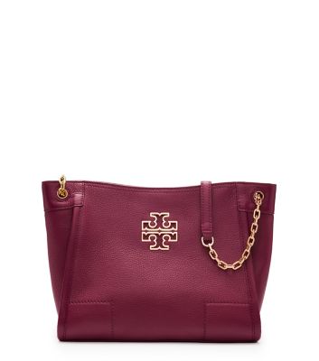 Red Agate Tory Burch Britten Small Slouchy Tote 