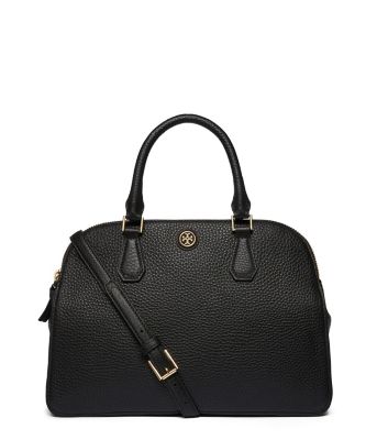 Black Tory Burch Robinson Pebbled Double-zip Satchel 