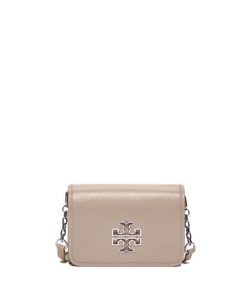 French Gray Tory Burch Britten Patent Combo Cross-body 