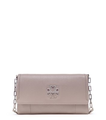 French Gray Tory Burch Britten Fold-over Messenger 