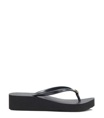tory burch wedge flip flops tan