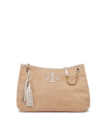 Natural Tory Burch Thea Straw Center-zip Tote 