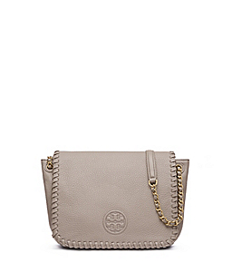 French Gray Tory Burch Marion Small Flap Shoulder Bag 