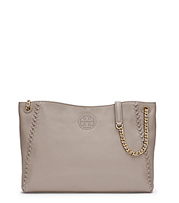 French Gray Tory Burch Marion Center-zip Tote 