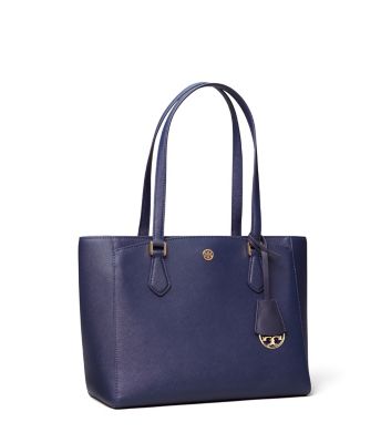 Tory Burch Robinson Small Tote Bag In Royal Navy