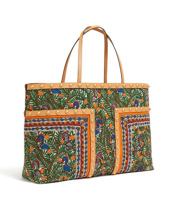 TORY BURCH BLOCK-T STUD PRINTED OVERSIZED TOTE,192485142242