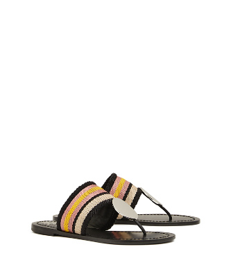 TORY BURCH PATOS STRIPED DISK SANDALS,192485128550