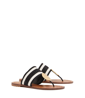 TORY BURCH PATOS STRIPED DISK SANDALS,192485153064