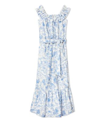 tory burch linen ruffle dress