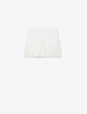 Tory Burch Laser Cut Pleated-Hem Tennis Skirt