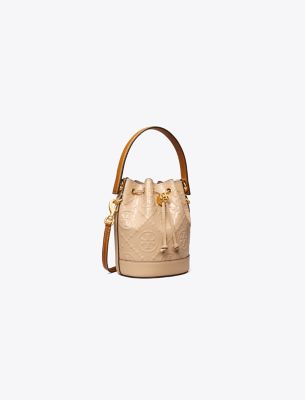 Tory Burch T Monogram Patent Embossed Mini Bucket Bag
