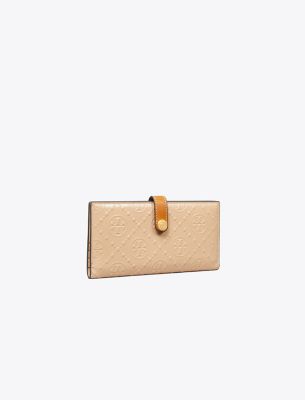 Tory Burch T Monogram Patent Embossed Zip Slim Wallet