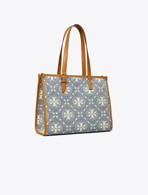Tory Burch T Monogram Denim Small Tote