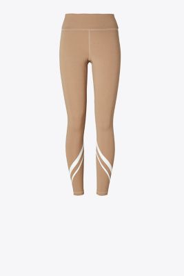 Tory Burch High-Rise Compression Mélange Side-Pocket Chevron Legging