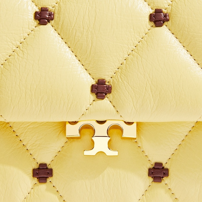TORY BURCH ロビンソン　キルティングステッチ　 ハンドバッグ イエロー Small Bunny Knot Shoulder Bag: Women's Designer Shoulder Bags