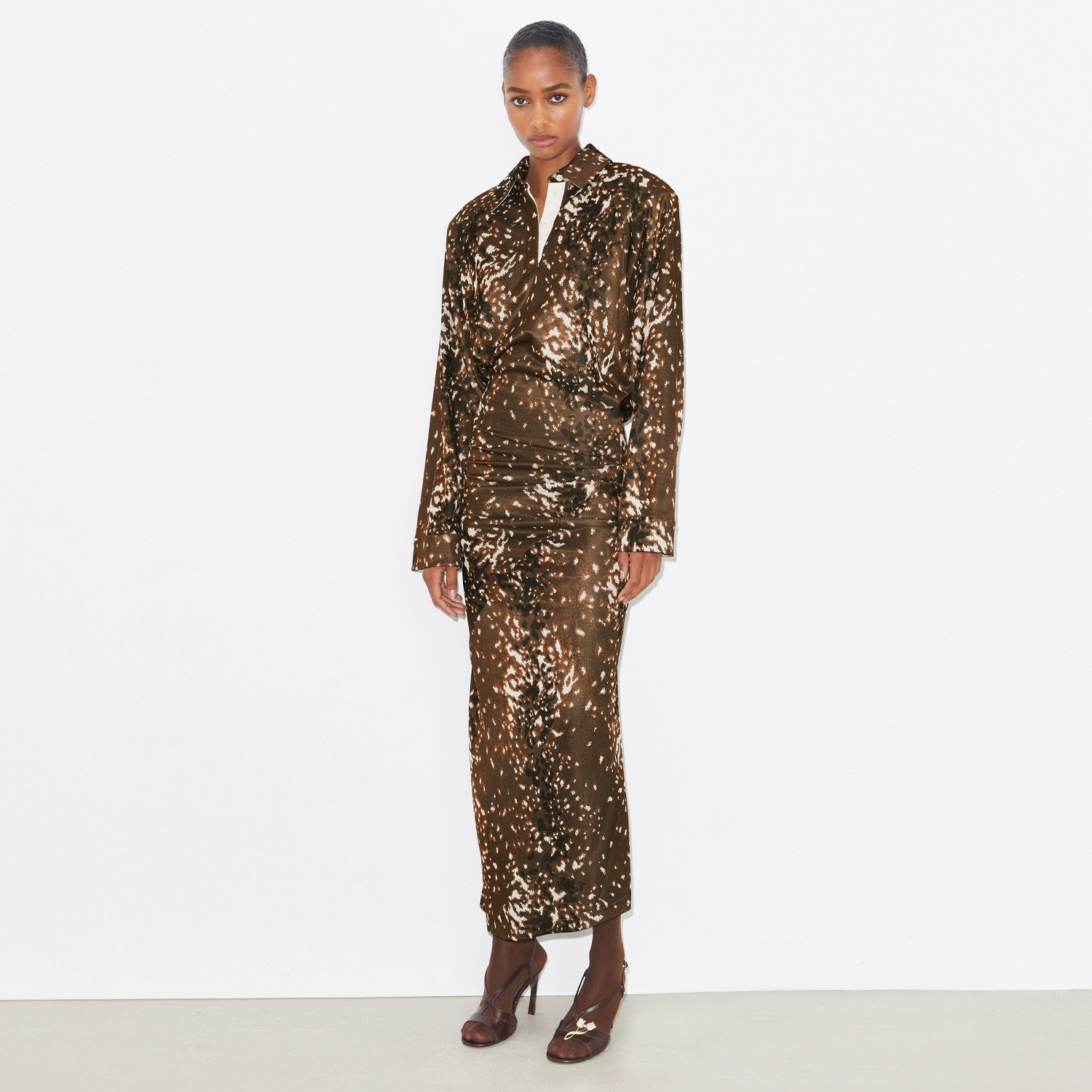 Shop the Fawn Print Shirtdress