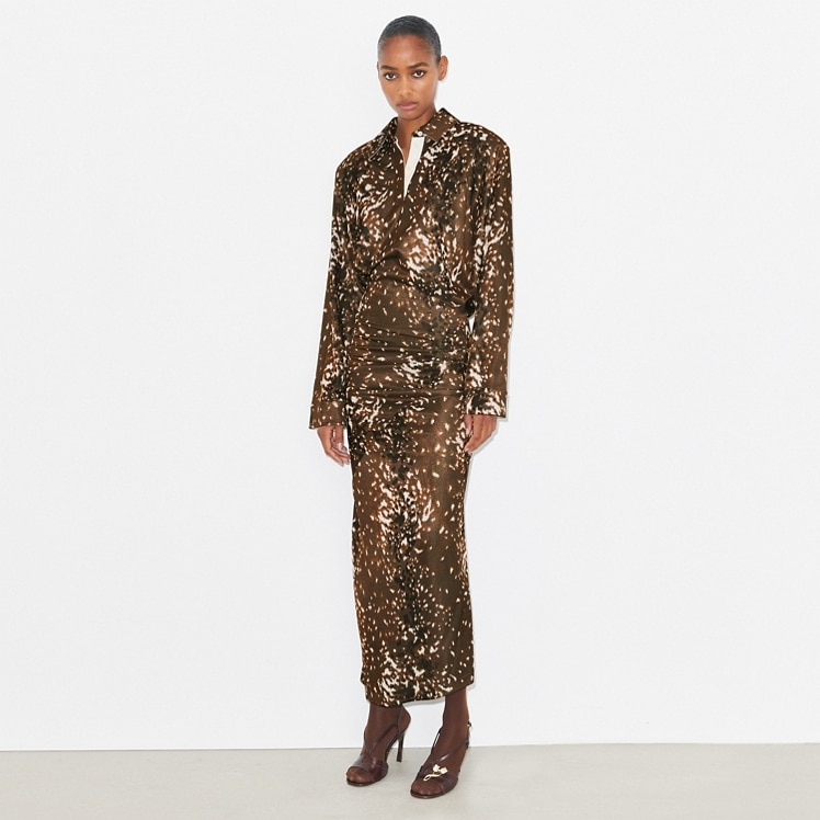 Shop the Fawn Print Shirtdress
