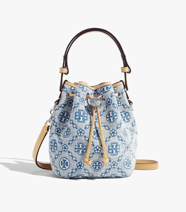 デニム　バケットバッグ　モノグラム