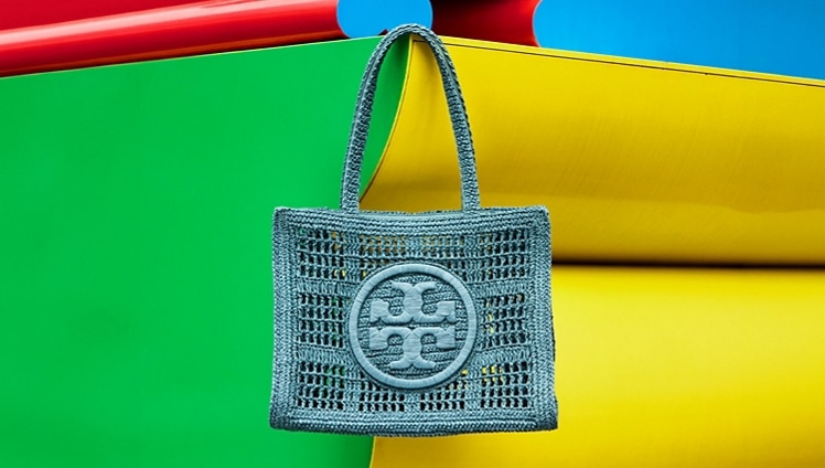 トートバッグ　クロシェ　ブルー