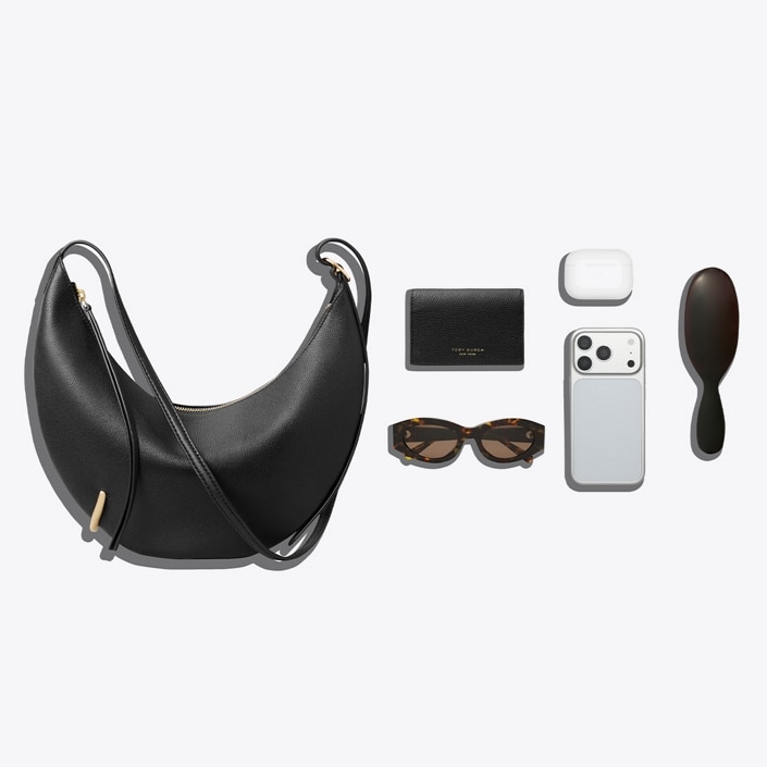 Pierced Crossbody Bag in black | Tory Burch