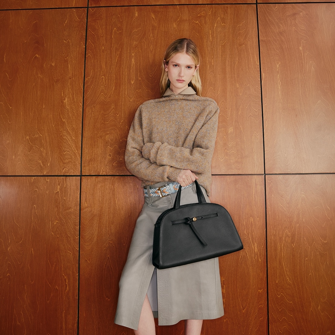 Romy Croc-Embossed Bauletto: Women's Designer Satchels | Tory Burch