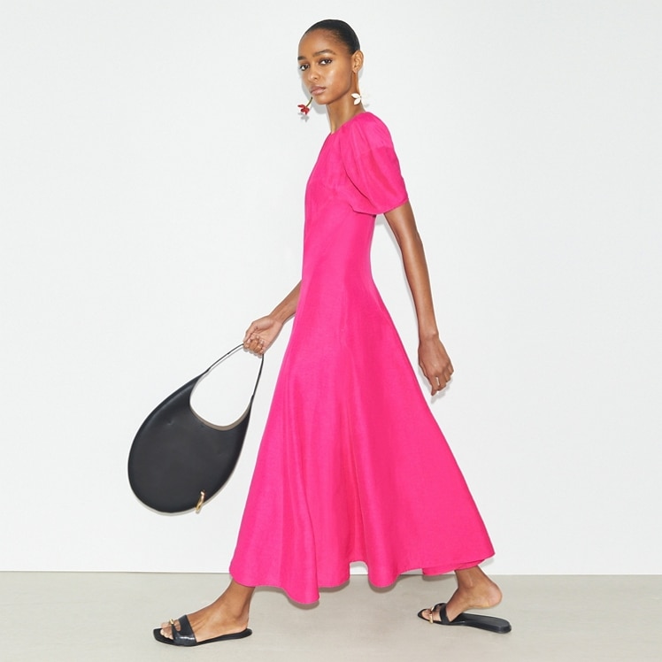 Shop the Balloon Sleeve Linen Dress