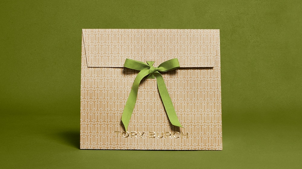This image shows an example of Tory Burch packaging.