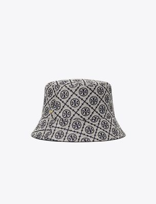Tory Burch T Monogram Short-brim Bucket Hat In Blue