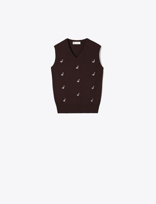 Tory Burch Cashmere Birdie Sweater Vest In Brown