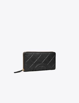 Tory Burch Fleming Soft Zip Continental Wallet In Black