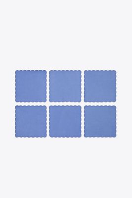 Tory Burch Scalloped Cocktail Linen Napkin, Set Of 6 In Blue