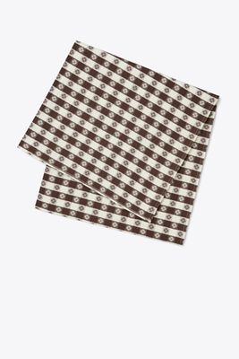 Tory Burch Gingham 70" Square Tablecloth In Brown