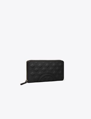 Tory Burch Fleming Soft Matte Zip Continental Wallet In Black