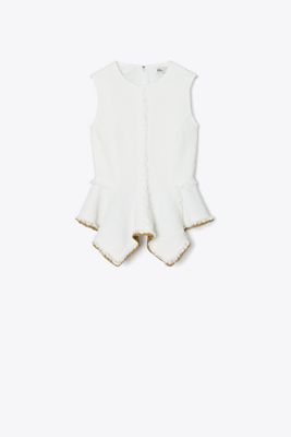 Tory Burch Damen Tweed-oberteil Aus Baumwolle In White