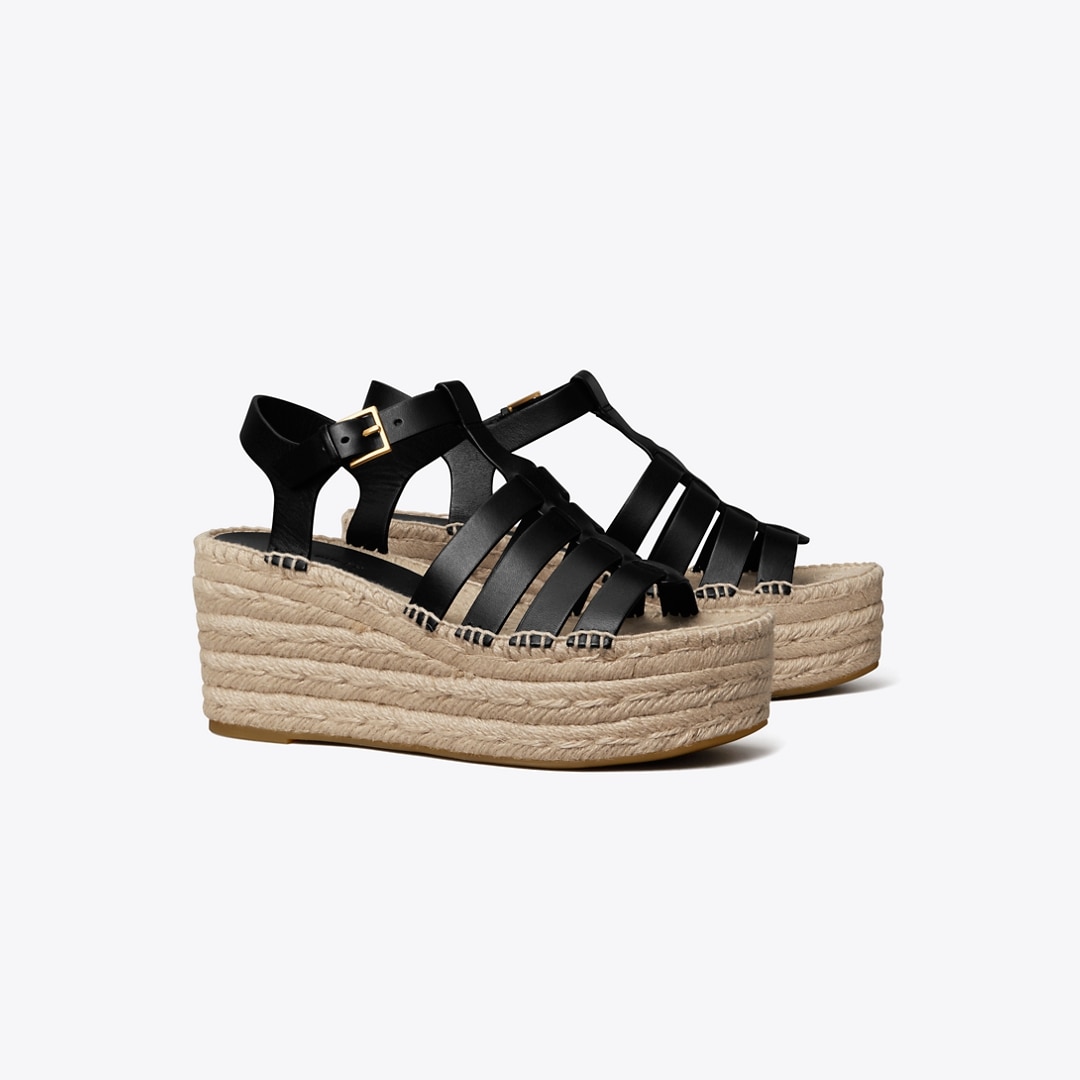 Tory Burch Fisherman Espadrille Wedge In Black