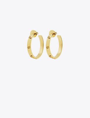 Tory Burch Miller Stud Hoop Earrings In Gold