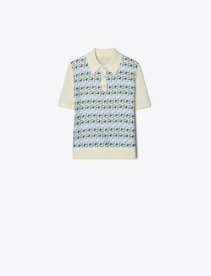 Tory Burch Damen Poloshirt Mit Vorderseite Aus Seide