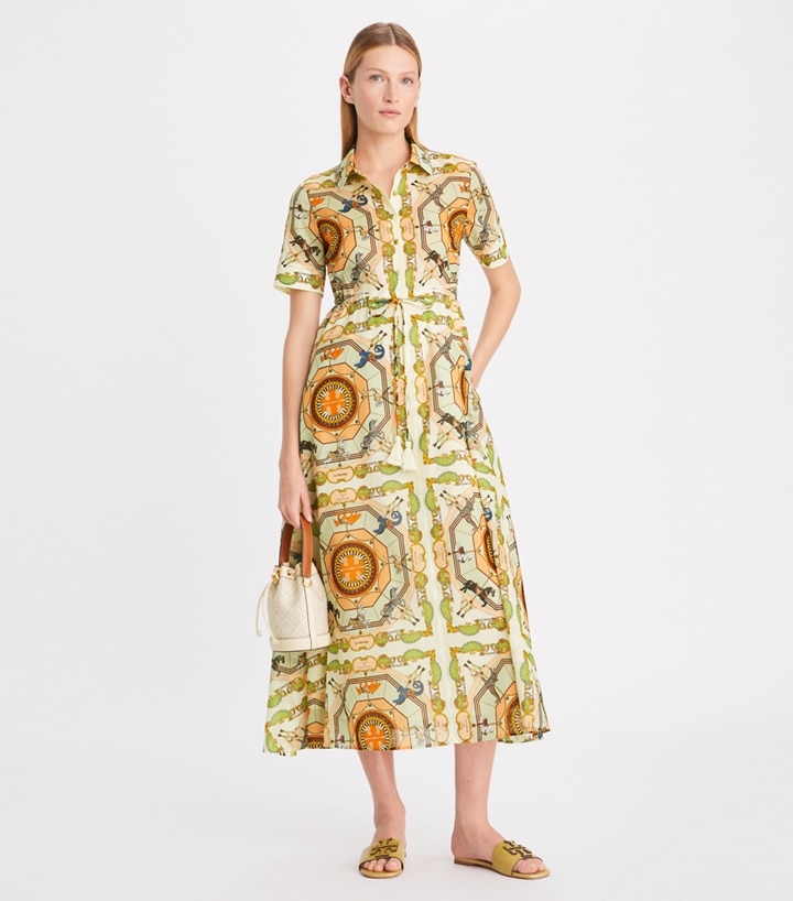 Printed Cotton Shirtdress: Women's Designer Coverups | Tory Burch