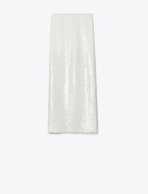 Tory Burch Sequin Skirt In White