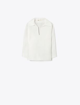 Tory Burch Silk Gazar Tunic In White