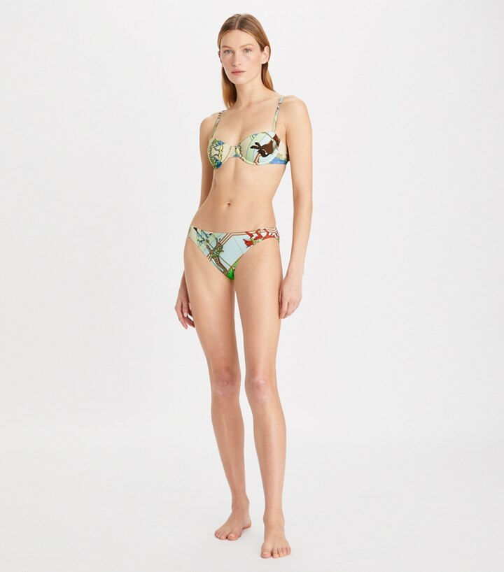 Tory Burch Women's T Monogram Printed String Bikini Top